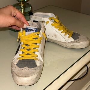 Golden Goose White and Yellow Sneakers